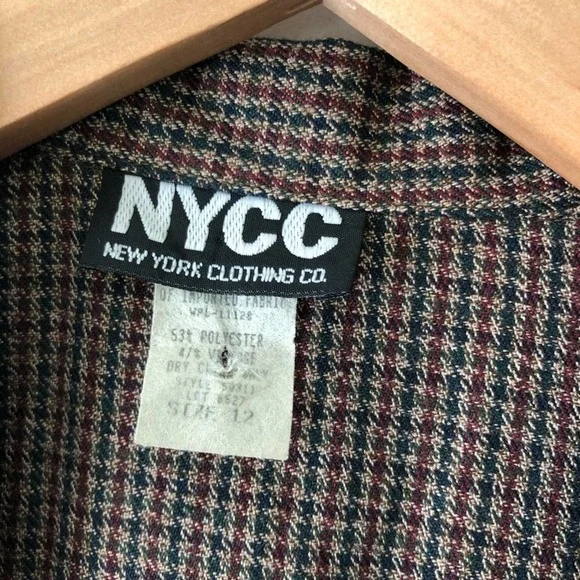 Vintage 90s Double Breasted Blazer Houndstooth Print Brown Red Women's 12 - Picture 3 of 7